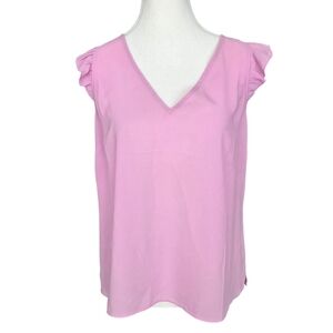 J. Crew Sleeveless Pink Ruffle Sleeve Blouse Size 10